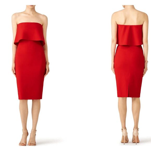 NEW! Likely Driggs Dress Strapless Scarlet Red Side Zip Sophisticated Size 8 - Picture 1 of 15